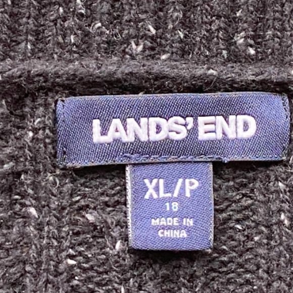 Lands' End Cable Knit Fisherman Sweater Wool Blend Shawl Grandpa Cardigan-XL/P18 - Picture 6 of 6